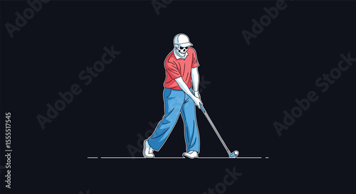 A Golfer Demonstrates Proper Swing Technique During an Outdoor Sports Competition on a Sunny Day