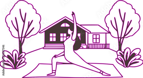 Vector Illustration of a Woman Doing Exercise or Fitness Workout