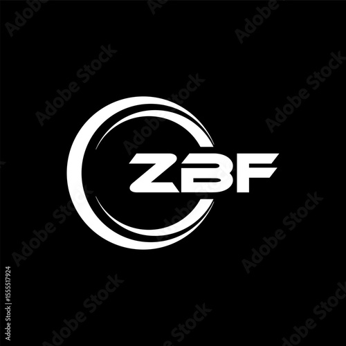 ZBF letter logo design with black background in illustrator, cube logo, vector logo, modern alphabet font overlap style. calligraphy designs for logo, Poster, Invitation, etc.