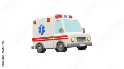 Wallpaper Mural Stylized Ambulance Vehicle 3D Rendering on White Background Torontodigital.ca