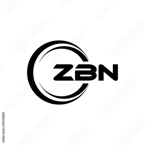ZBN letter logo design with white background in illustrator, cube logo, vector logo, modern alphabet font overlap style. calligraphy designs for logo, Poster, Invitation, etc.