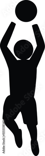 Basketball Player Silhouette Jumping with Ball – Sports Icon Vector