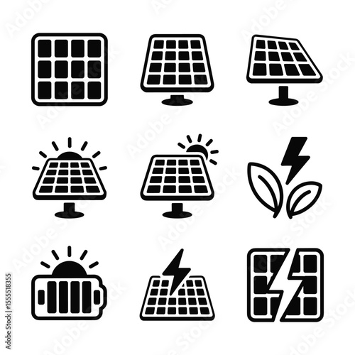 Harnessing the Sun's Power: A captivating array of solar panel icons shines, symbolizing energy, innovation, and sustainable progress.
