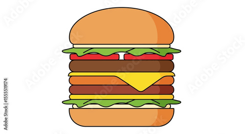 Tall Double Patty Cheese Burger Illustration