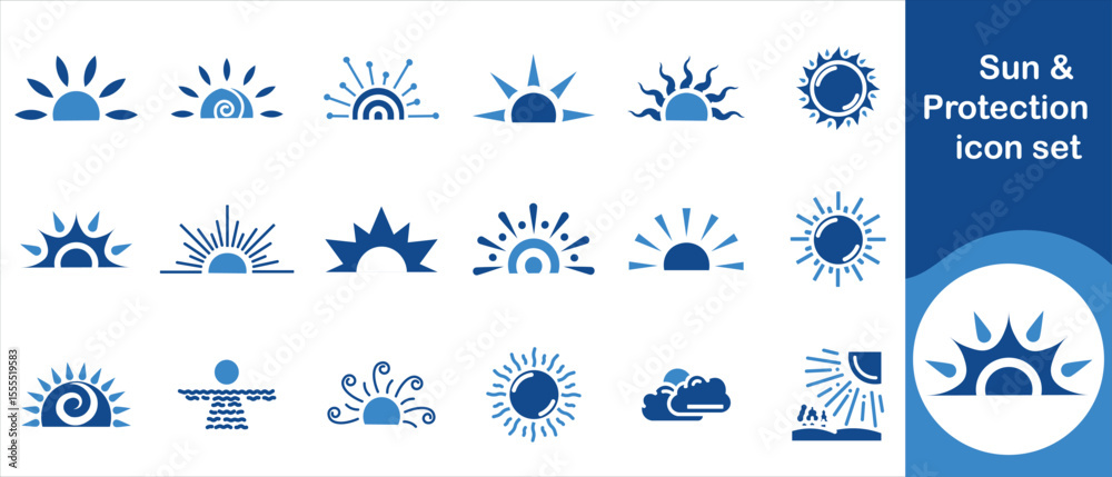 Naklejka premium Sun and protection icon set, yellow, lens, holiday, eye, glasses, view, top, cat, vacation, render, cartoon, black, retro, glasses, eyeglasses, travel, accessories and more