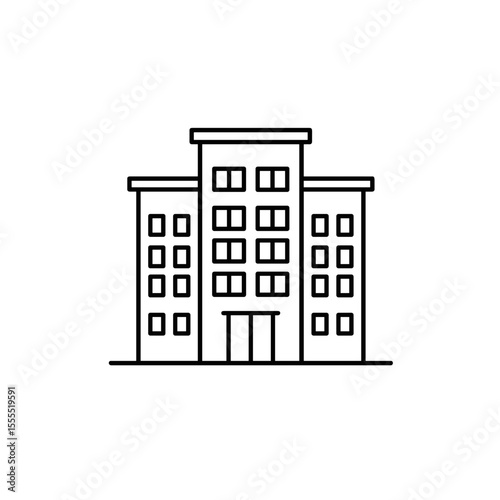 Minimalist outline of a modern commercial building in urban setting  