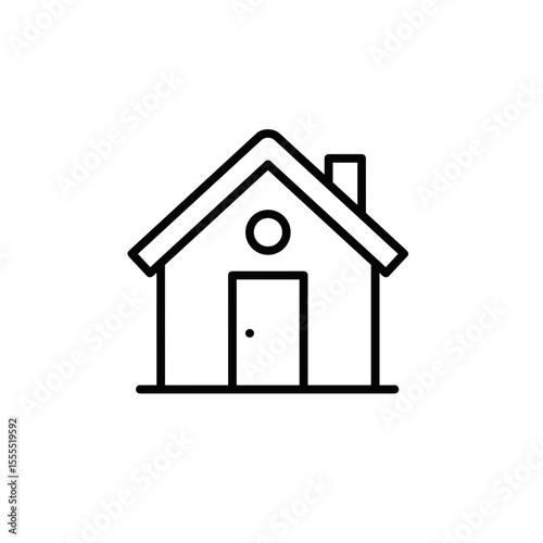 Simple outline of a house icon in monochrome style representing buildings and structures  