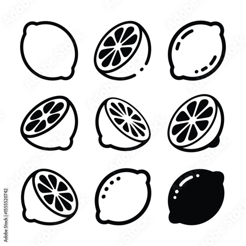 Lemon Icons: A set of versatile lemon icons in various styles, perfect for websites, apps, and graphic design projects.
