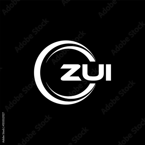 ZUI letter logo design with black background in illustrator, cube logo, vector logo, modern alphabet font overlap style. calligraphy designs for logo, Poster, Invitation, etc.