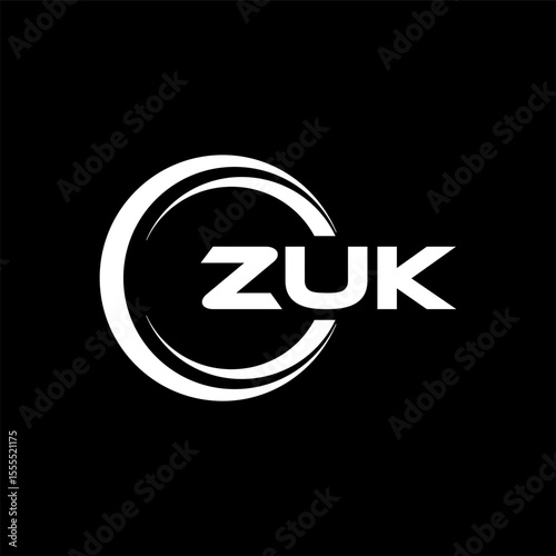 ZUK letter logo design with black background in illustrator, cube logo, vector logo, modern alphabet font overlap style. calligraphy designs for logo, Poster, Invitation, etc.