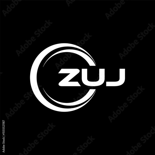 ZUJ letter logo design with black background in illustrator, cube logo, vector logo, modern alphabet font overlap style. calligraphy designs for logo, Poster, Invitation, etc.