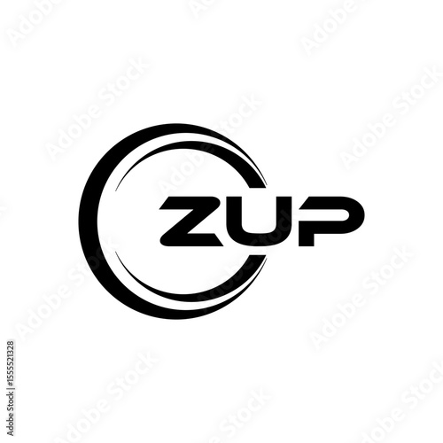 ZUP letter logo design with white background in illustrator, cube logo, vector logo, modern alphabet font overlap style. calligraphy designs for logo, Poster, Invitation, etc.