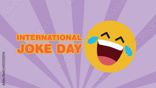 International Joke Day greeting illustration with laughing emoticon. 