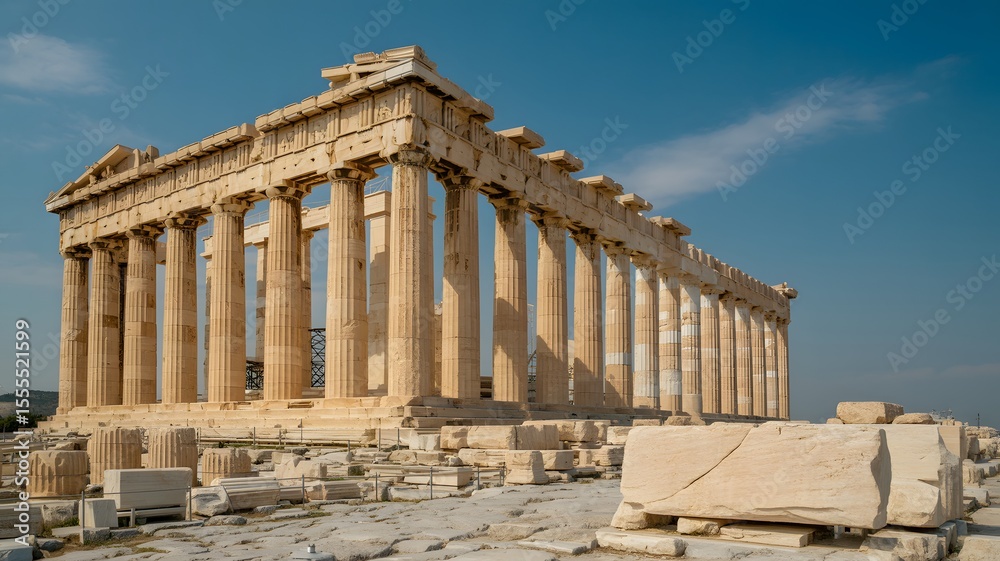 Ancient Parthenon Temple In Athens Greece With Classic Doric Columns Historical Landmark Under Clear Blue Sky Ruins Architecture Ancient Parthenon Temple In Athens Greece With Classic Doric Columns Historical Landmark Under Clear Blue Sky Ruins Architecture