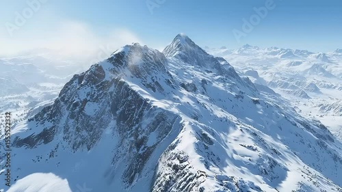 Snowy mountain range panorama