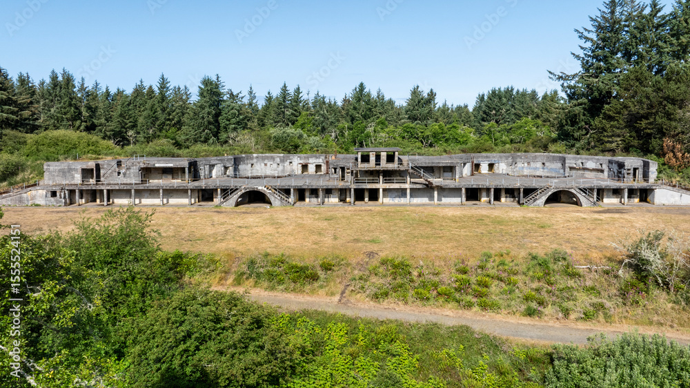 Aerial View of Historic Battery Russell at Fort Stevens State Park Aerial View of Historic Battery Russell at Fort Stevens State Park