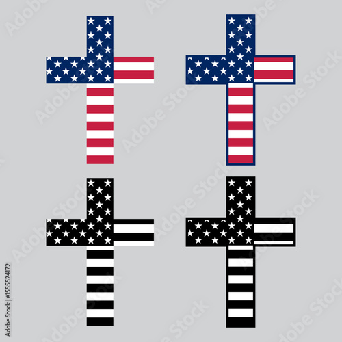 Patriotic Cross Bundle – American Flag Christian Vector