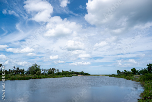 Coastal Lagoon Landscape with Expansive Sky