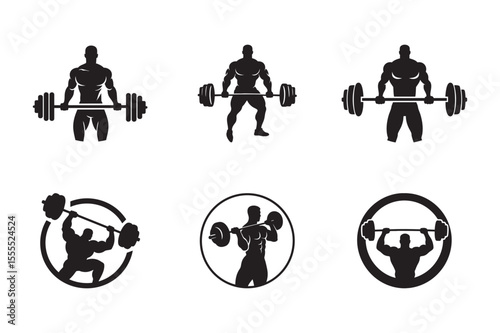 Bodybuilding and Weightlifting Icon Set – Gym Fitness Vector