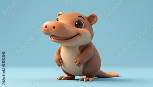 Cute cartoon character of a friendly smiling animal on a blue background