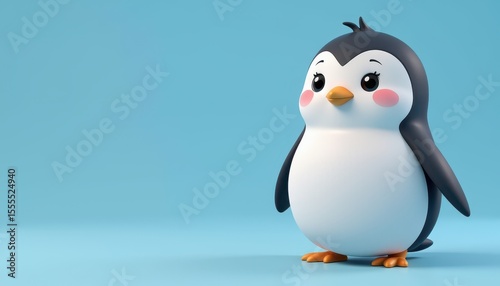 Cute Cartoon Penguin Character with Adorable Features and Expression