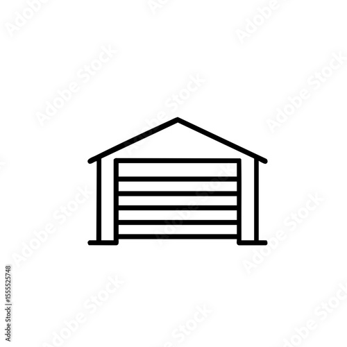 Garage icon in outline style for automotive or real estate content
