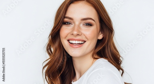 Radiant redhaired womans genuine smile