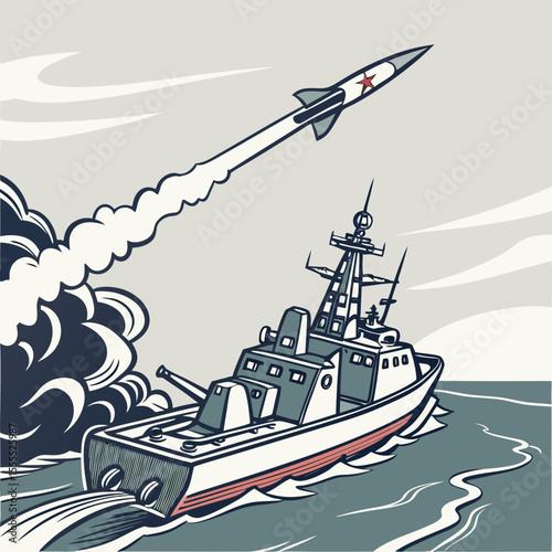 military ship in the sea