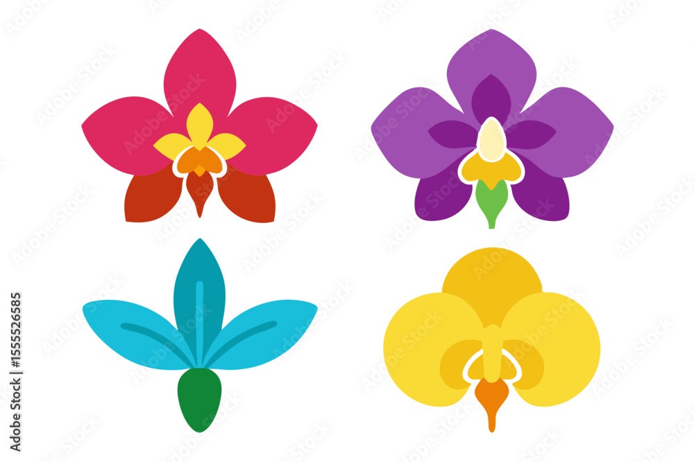 Fototapeta premium set of Orchid vector silhouette illustration isolated on white background