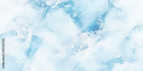 Swirls of blue marble texture with fluid art, soft Blue marble surface with rough texture, White and blue marble background for decor.