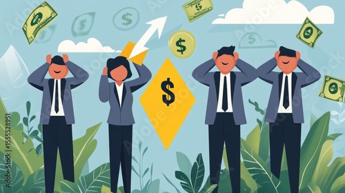 Ignoring Financial Growth: Businesspeople Covering Their Ears