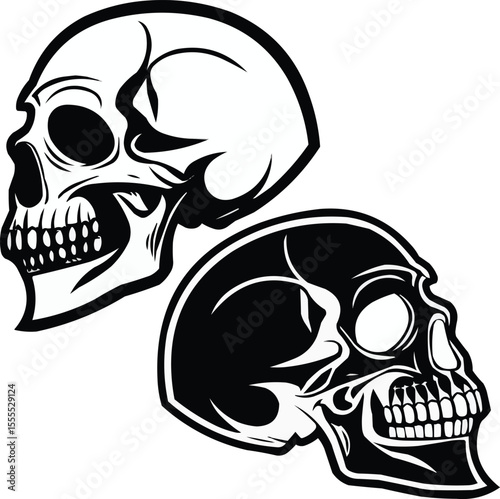 Scary skull and crossbones symbol on black background representing danger and death, eerie, gory, chilling, fatal, ominous, intimidating