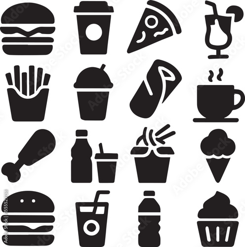 vector Icon Set of Popular Food and Drink Items