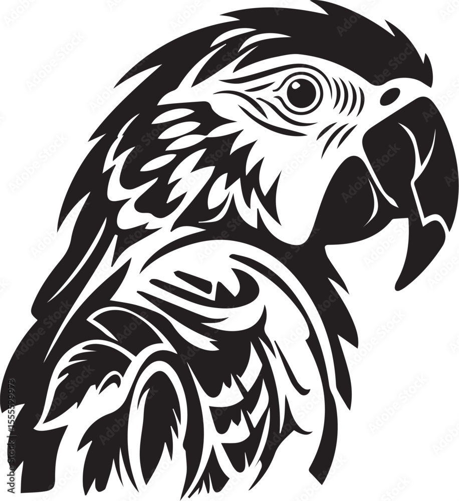 Fototapeta premium Stylized Macaw Parrot Head Silhouette