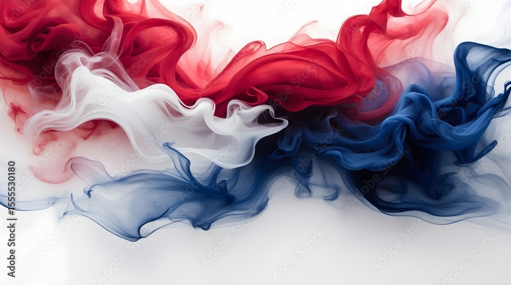 Obraz premium Abstract Red, White, and Blue Ink Swirl Patriotism and Artistic Expression