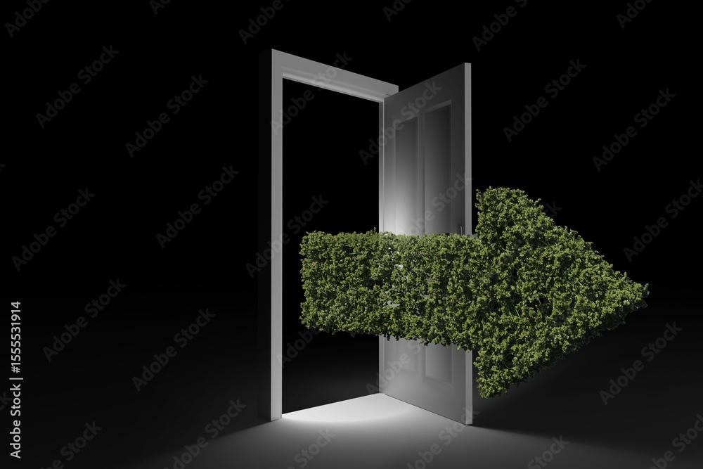 Fototapeta premium Arrow og topiary at doorway