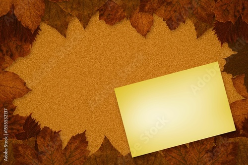 Autumn leaves with yellow note