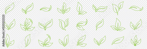 Set of green leaf icons. Green color. Leafs green color icon logo. Leaves on white background. Ecology. Vector illustration.