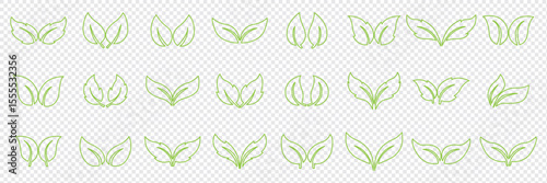 Green leaf icons set. Leaves icon on isolated background. Collection green leaf. Elements design for natural, eco, vegan, bio labels. Vector illustration EPS 10