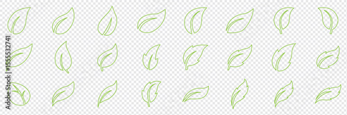 Green leaf icons set. Leaves icon on isolated background. Collection green leaf. Elements design for natural, eco, vegan, bio labels. Vector illustration EPS 10