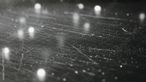 Closeup of Dust Particles Floating and Settling on Black Surface with Subtle Lighting