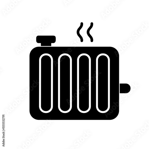 Radiator icon with steam representing engine cooling – solid