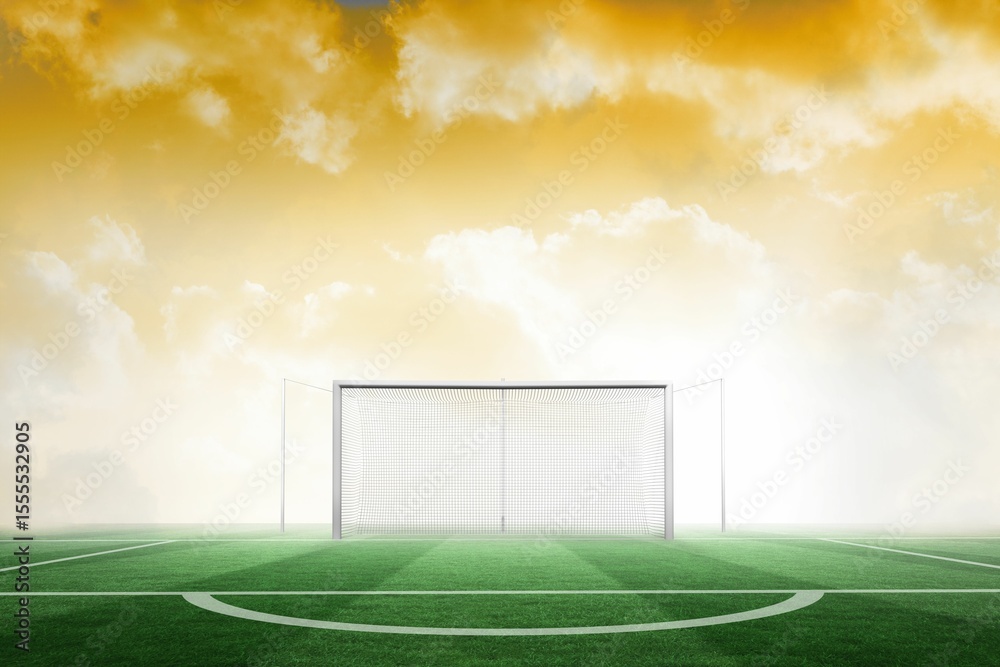 Fototapeta premium Football pitch under yellow sky
