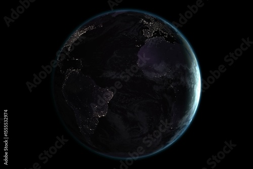 Planet earth with Pacific Ocean