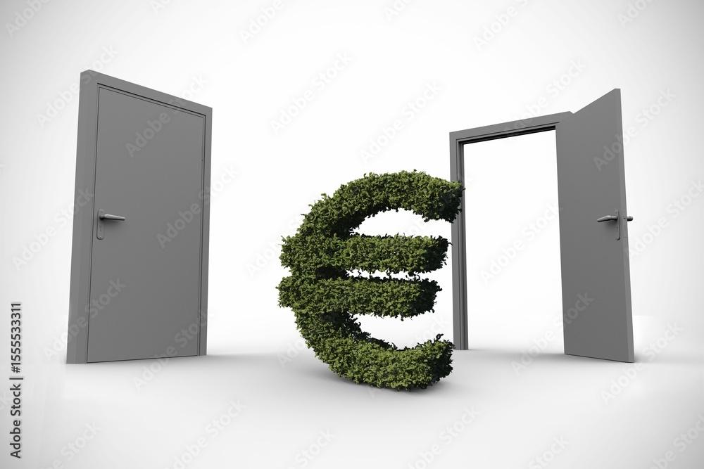 Naklejka premium Topiary of euro sign in doorway
