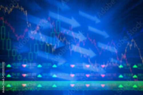 Digital composite image of arrow symbols and graph
