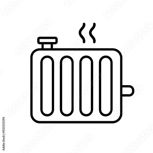 Radiator icon with steam representing engine cooling – outline