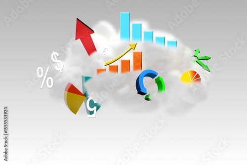 Cloud computing graphic with graphs