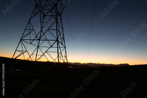 The evening electricity pylon silhouette