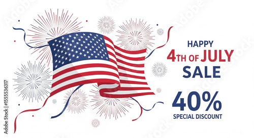 4th of July Sale Background with 40% Discount
